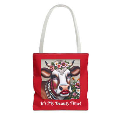 Captivating Cow Hide Red Tote Bag - Cute Farm Animal Carryall, Funny Barnyard Purse, Chic Cow Handbag, Animal Print