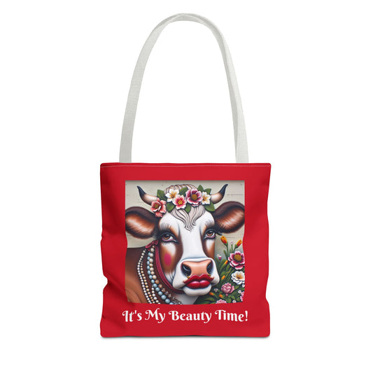 Captivating Cow Hide Red Tote Bag - Cute Farm Animal Carryall, Funny Barnyard Purse, Chic Cow Handbag, Animal Print