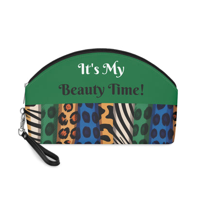 Exotic Colors Green Makeup Bag, Small Cosmetics Bag, Cheetah Zebra Leopard Case, Safari Animal Lover Gift, Toiletry Bag,