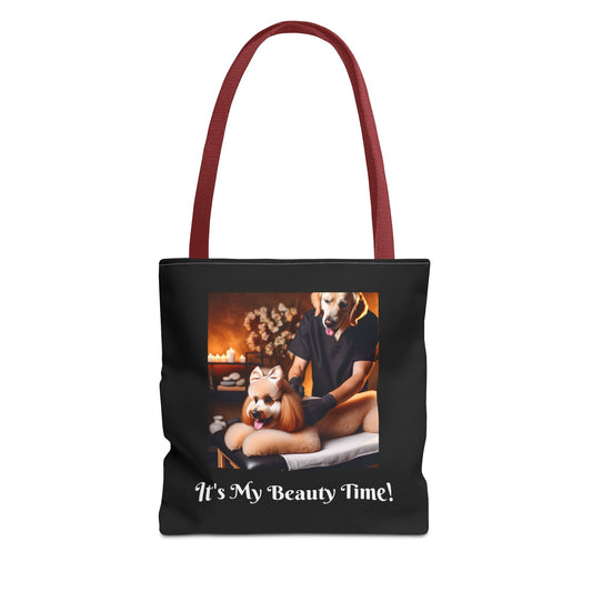 Divine Dog Massage Black Tote Bag - Spa Sauna Tote Bag, Cute Puppy Lover Gift, Funny Animal Design, Dog Person Tote Bag,  Dog Accessory Bag