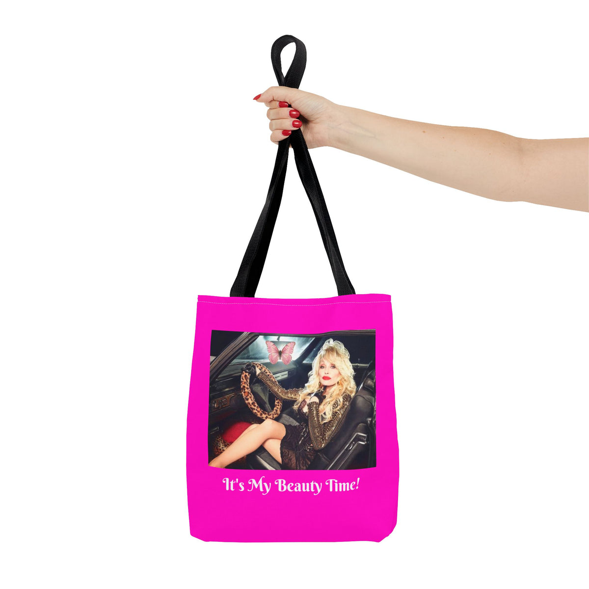 Vintage Glam Pink Tote Bag — "It's My Beauty Time!", Chic Carryall, Beauty Lover Purse, Everyday Shoulder Bag