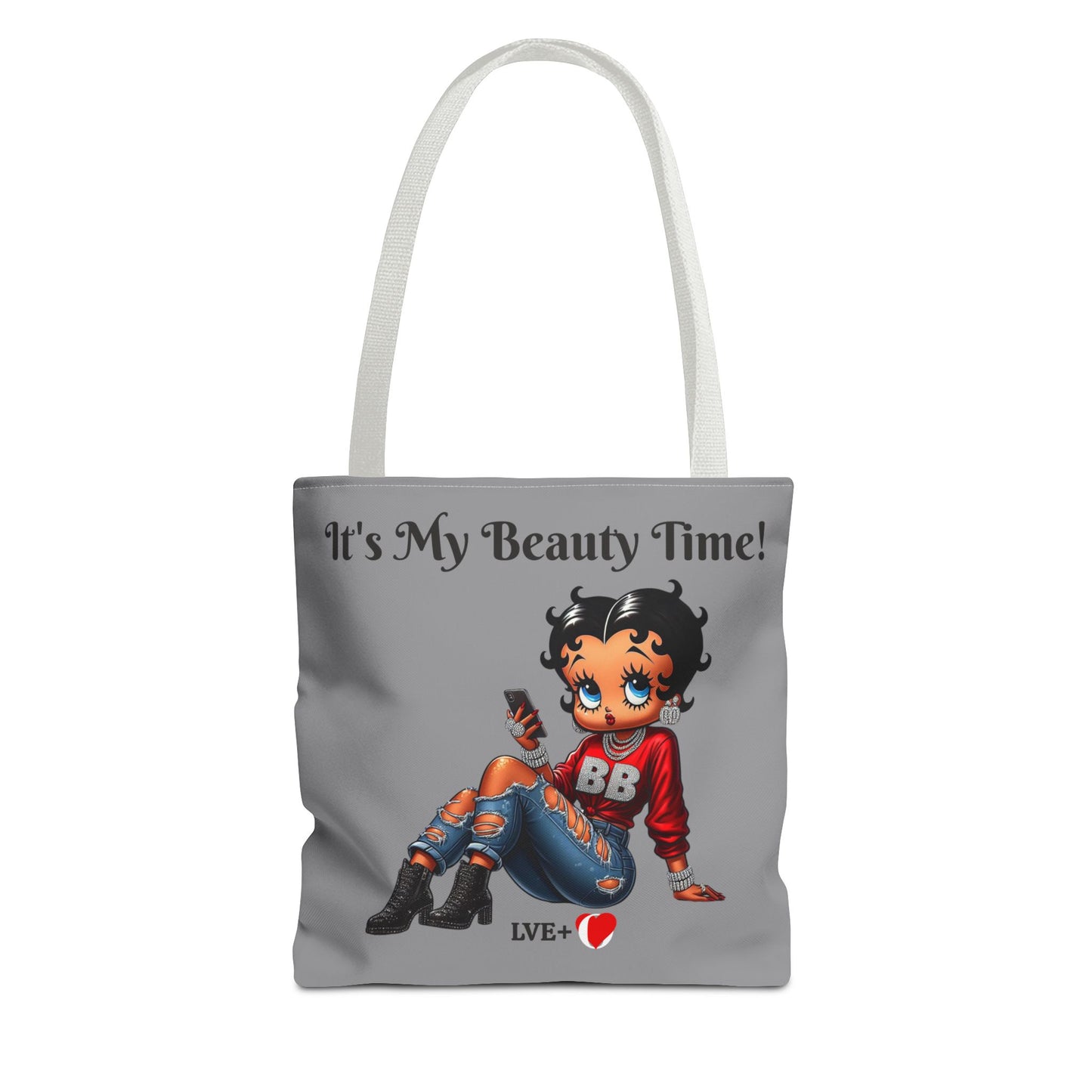 Betty Boop Chilling Grey Tote Bag - Retro Cartoon Character Handbag, Reusable Shopping Bag, Shoulder Carryall, Fashion Purse