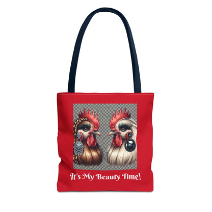 Chicks Chat Red Tote Bag - Farmhouse Style Chic Shopping Tote, Reusable Shoulder Bag, Cute Hen Lover Tote, Farmers Market