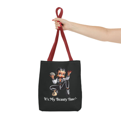 Money Babe Black Tote Bag — Cute Betty Boop Style Character Holding Cash & Money Bag, Everyday Shoulder Purse, Chic Carryall