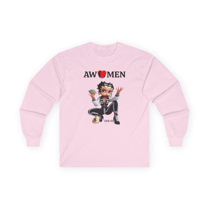 Betty Boop AWOMEN T-Shirt - Women Empowerment Tee, Political Top, Long Sleeve Unisex Shirt, Graphic Tee for Fans, Cartoon Character Tee
