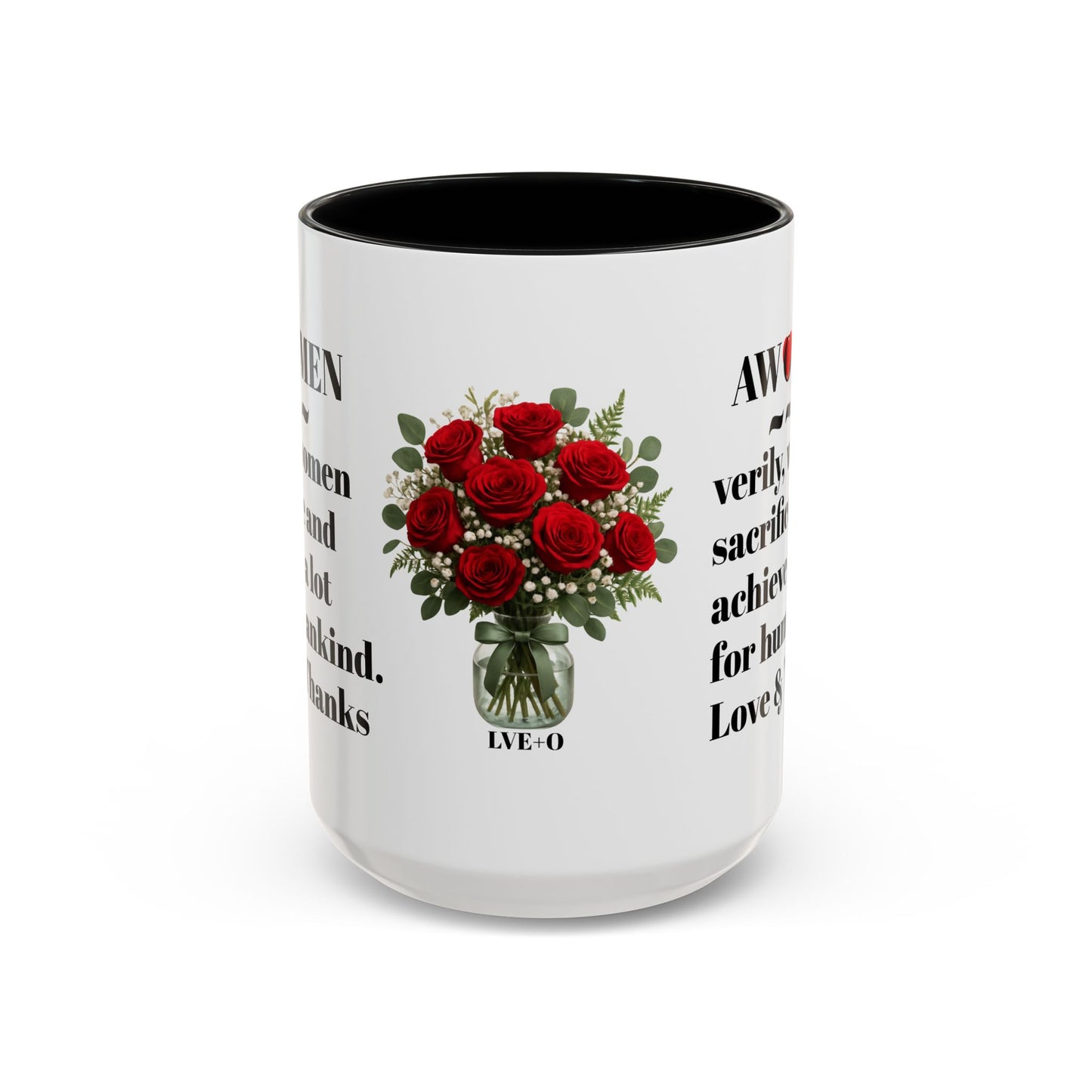 Coffee Mug, AWOMEN Accent Mug, Feminist Kitchen Decor, Empowering Tea Cup, Inspirational Quote, Gift for Women, Black and White Mug