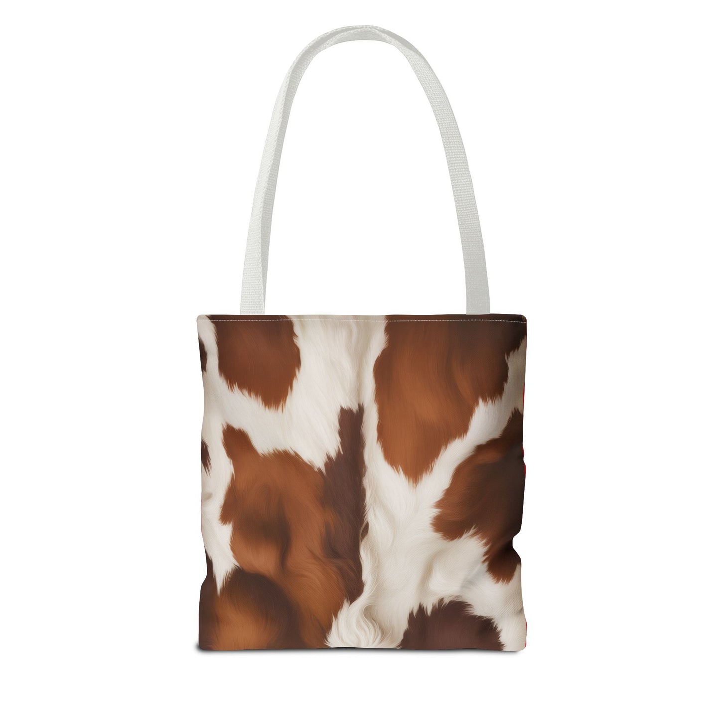 Captivating Cow Hide Red Tote Bag - Cute Farm Animal Carryall, Funny Barnyard Purse, Chic Cow Handbag, Animal Print