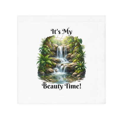 Tropical Print Face Towel - "It's My Beauty Time!" Decorative Bathroom Towel, Guest Towel, Gift for Her, Salon Spa Accessories