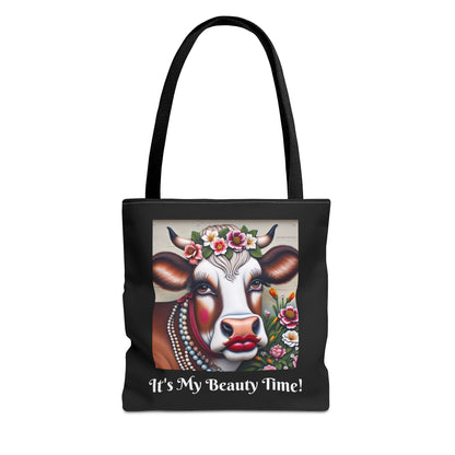 Captivating Cow Black Tote Bag - Cute Farm Animal Carryall, Funny Barnyard Purse, Chic Cow Handbag, Animal Print