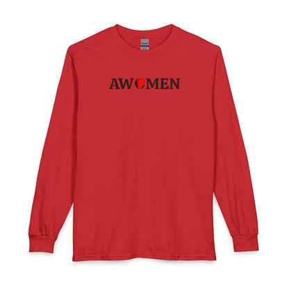 Awomen Heart Long Sleeve Tee — Feminist Pride Graphic Shirt, Women's Empowerment, Unisex T-shirt, Political Top