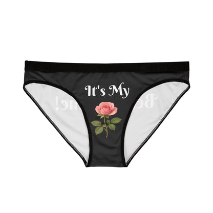 Women's Black Underwear with Fun Quote - Floral Design Panties, Gift for Her, Loungewear, Self-Care Essentials