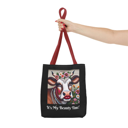 Captivating Cow Black Tote Bag - Cute Farm Animal Carryall, Funny Barnyard Purse, Chic Cow Handbag, Animal Print