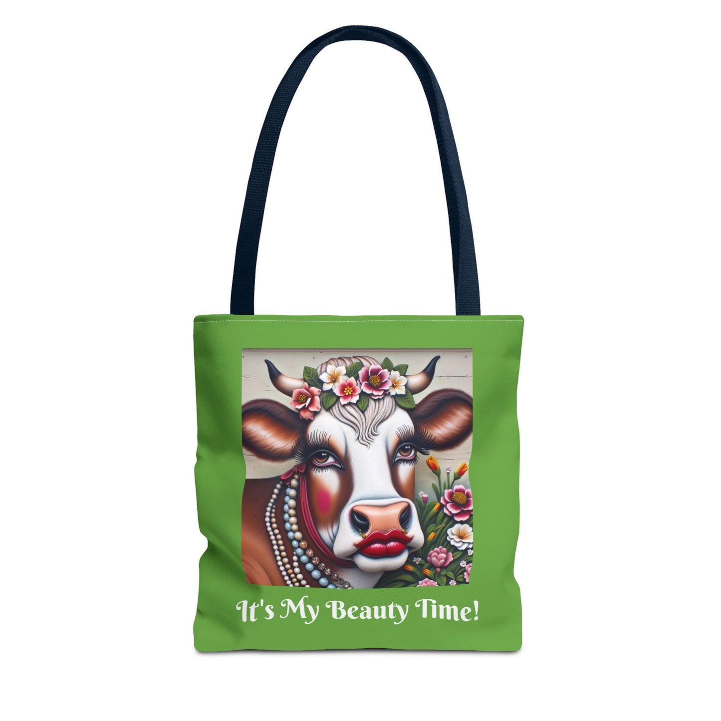 Captivating Cow Lime Green Tote Bag - Cute Farm Animal Carryall, Funny Barnyard Purse, Chic Cow Handbag, Animal Print