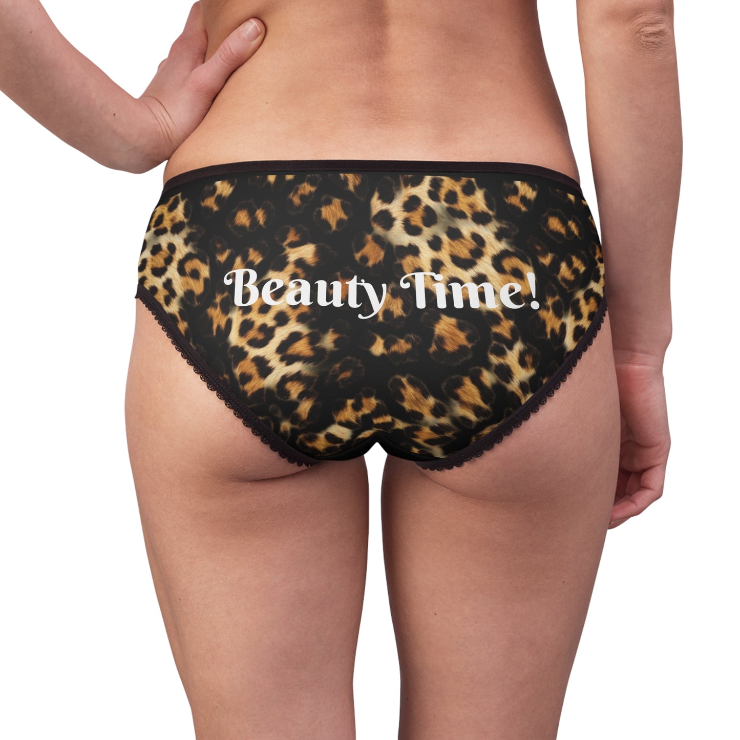 Women's Leopard Briefs — "It's My Beauty Time" Rose Print, Women's Underwear, Leopard Panties