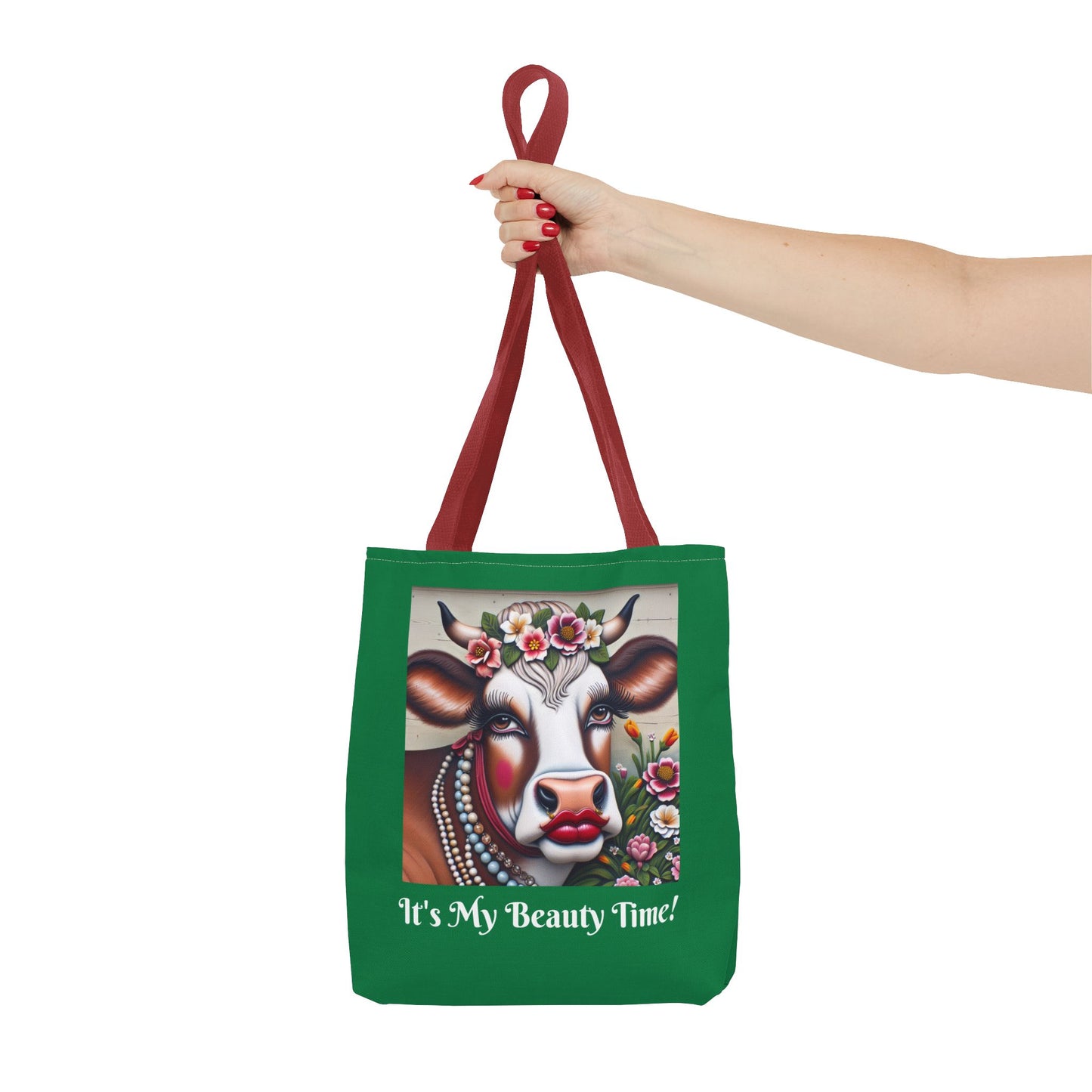 Captivating Cow Green Tote Bag - Cute Farm Animal Carryall, Funny Barnyard Chic Tote, Back To School,  Shopping Bag, Cow Print Purse