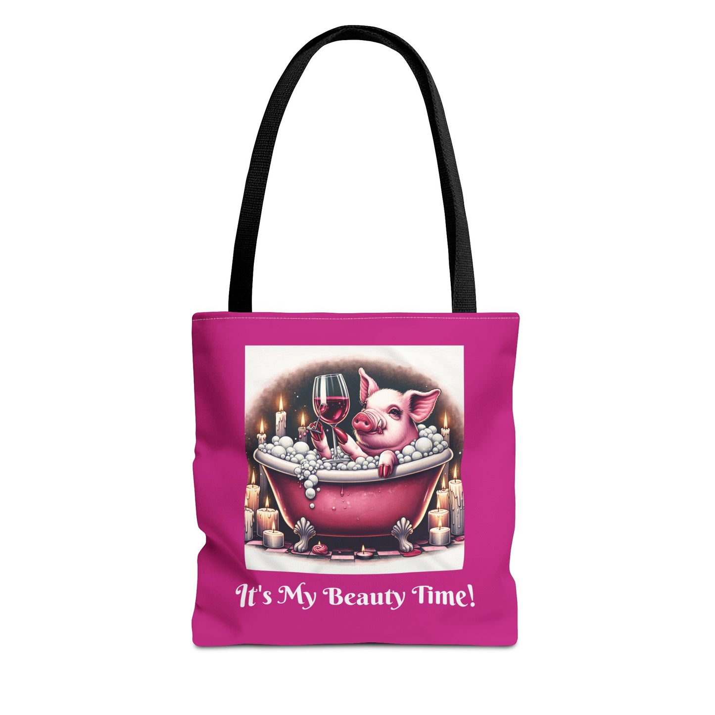 Pretty Pig Bath Pink Tote Bag - Cute Animal Lover Gift, Fun Shopping Bag, Funny Carryall, Quirky Shoulder Bag, Unique Grocery Tote