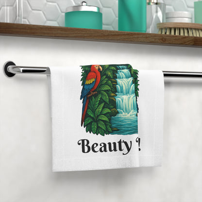 Beauty Time Tropical Face Towel - Decorative Bathroom Towel, Guest Towel, Gift for Her, Spa Accessories, Parrot Print Towel
