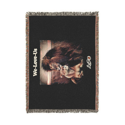 Woven Blanket Black “We-Love-Us”, Chair Throw Blanket, Couch Blanket, Bed Blanket, Cuddle Blanket, Majestic Loving Lions