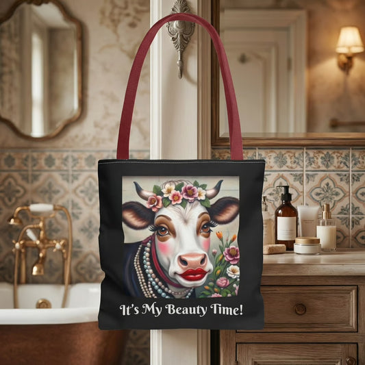 Captivating Cow Hide Black Tote Bag - Cute Farm Animal Carryall, Funny Barnyard Purse, Chic Cow Handbag, Animal Print