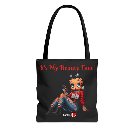 Betty Boop Chilling Black Tote Bag - Retro Cartoon Character Handbag, Reusable Shopping Bag, Shoulder Carryall, Fashion Purse