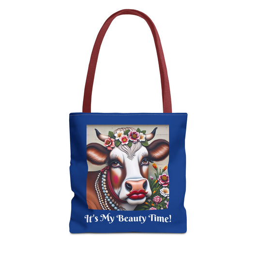 Captivating Cow Dark Blue Tote Bag - Cute Farm Animal Carryall, Funny Barnyard Purse, Chic Cow Handbag, Animal Print