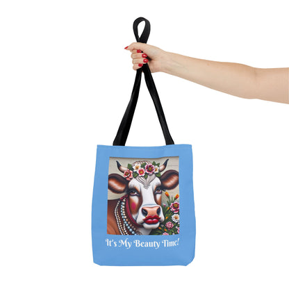 Captivating Cow Sky Blue Tote Bag - Cute Farm Animal Carryall, Funny Barnyard Purse, Chic Cow Handbag, Animal Print