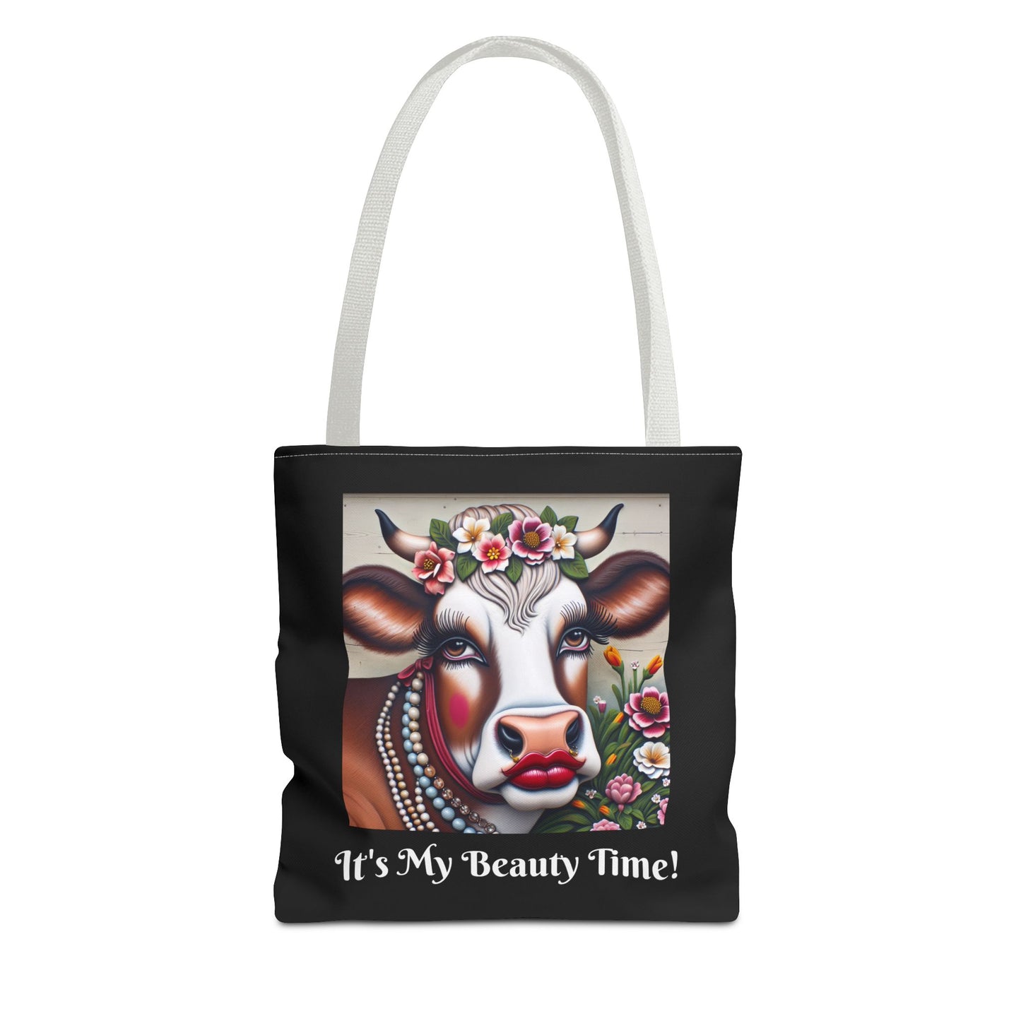 Captivating Cow Black Tote Bag - Cute Farm Animal Carryall, Funny Barnyard Purse, Chic Cow Handbag, Animal Print