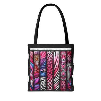 Botanical Animals Black Tote Bag - Perfect for Shopping, Travel, or Everyday Use, Gift for Safari Animal Lovers, Its My Beauty Time Design