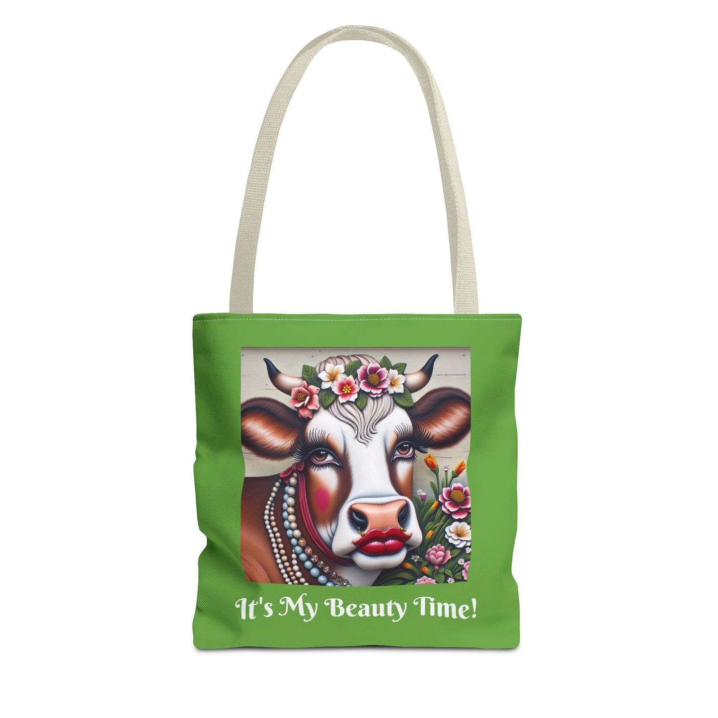 Captivating Cow Lime Green Tote Bag - Cute Farm Animal Carryall, Funny Barnyard Purse, Chic Cow Handbag, Animal Print