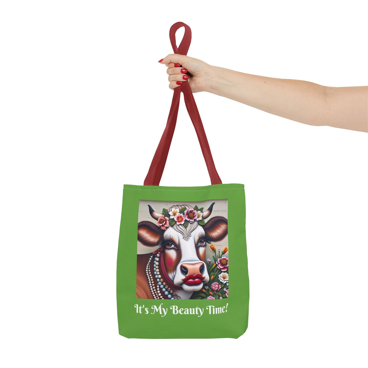 Captivating Cow Lime Green Tote Bag - Cute Farm Animal Carryall, Funny Barnyard Purse, Chic Cow Handbag, Animal Print