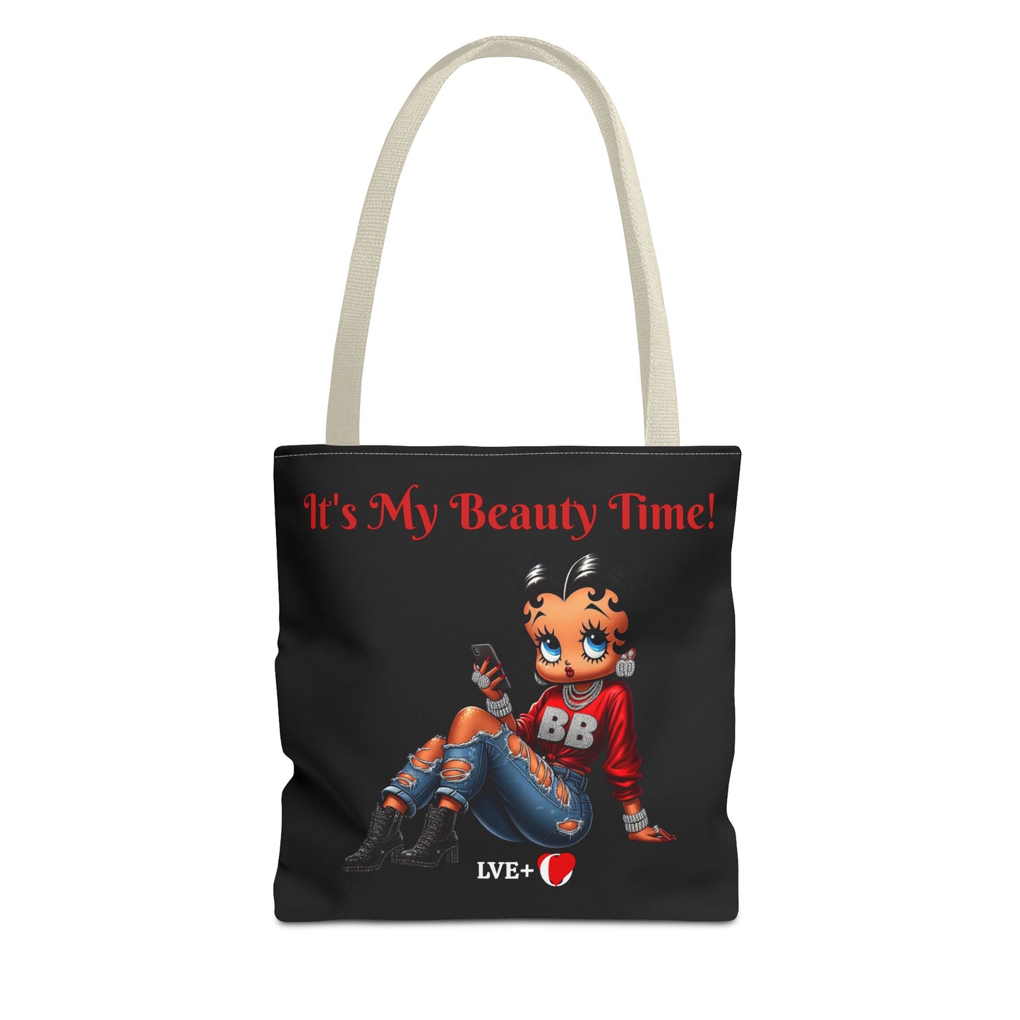 Betty Boop Chilling Black Tote Bag - Retro Cartoon Character Handbag, Reusable Shopping Bag, Shoulder Carryall, Fashion Purse