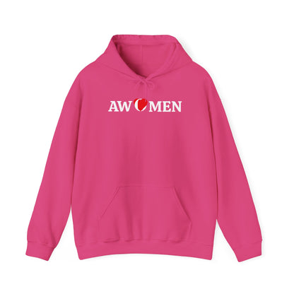 Awomen Heart Logo Hoodie - Feminist Empowerment Pullover, Unisex Shirt, Political Hooded Sweatshirt