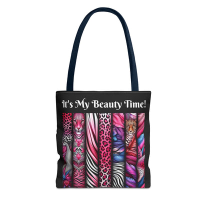 Botanical Animals Black Tote Bag - Perfect for Shopping, Travel, or Everyday Use, Gift for Safari Animal Lovers, Its My Beauty Time Design