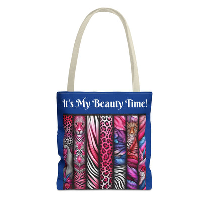 Botanical Animals Blue Tote Bag - Perfect for Shopping, Travel, or Everyday Use, Gift for Safari Animal Lovers, Its My Beauty Time Design