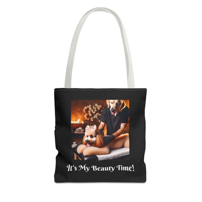Divine Dog Massage Black Tote Bag - Spa Sauna Tote Bag, Cute Puppy Lover Gift, Funny Animal Design, Dog Person Tote Bag,  Dog Accessory Bag