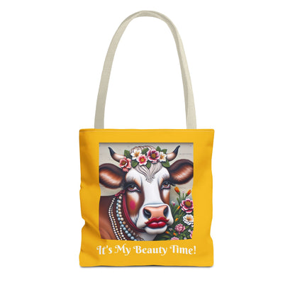 Captivating Cow Yellow Tote Bag - Cute Farm Animal Carryall, Funny Barnyard Purse, Chic Cow Handbag, Animal Print