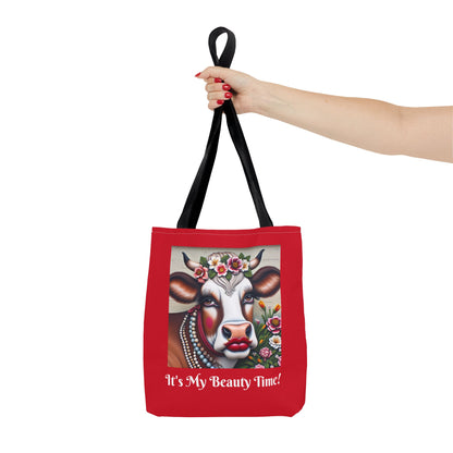 Captivating Cow Red Tote Bag - Cute Farm Animal Carryall, Funny Barnyard Purse, Chic Cow Handbag, Animal Print