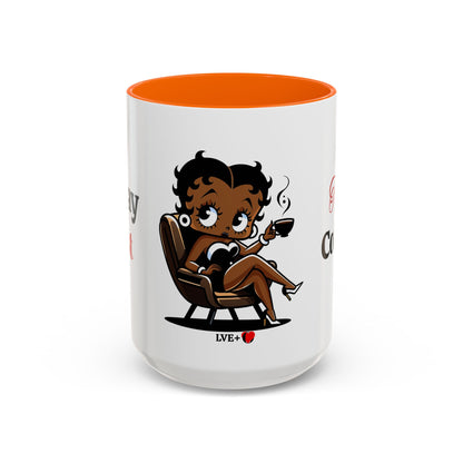 Betty Boop Accent Coffee Mug 15oz, Ceramic Tea Cup, Spiritual Mug, Unique Drinkware, Kitchen Decor, Gift for Him, Gift for Her