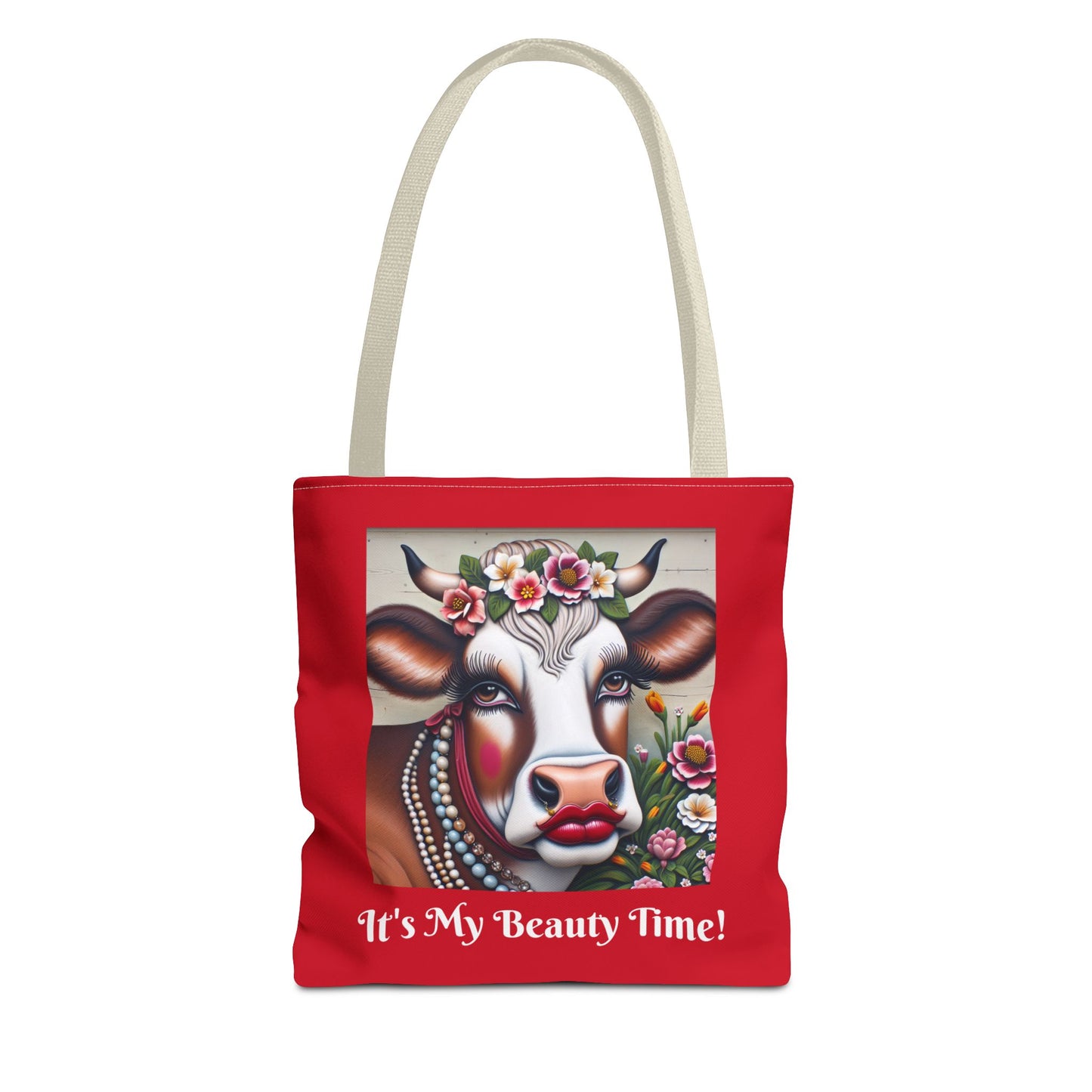 Captivating Cow Red Tote Bag - Cute Farm Animal Carryall, Funny Barnyard Purse, Chic Cow Handbag, Animal Print