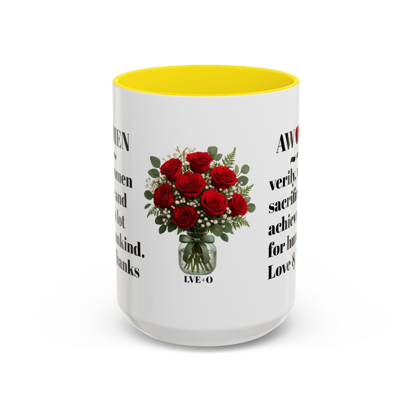 Coffee Mug, AWOMEN Accent Mug, Feminist Kitchen Decor, Empowering Tea Cup, Inspirational Quote, Gift for Women, Black and White Mug