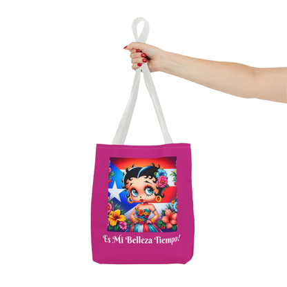 Betty Boop 'Es Mi Belleza Tiempo!' Pink Tote Bag – Cute Puerto Rican Flag Floral Purse, Stylish Carryall, Chic Handbag