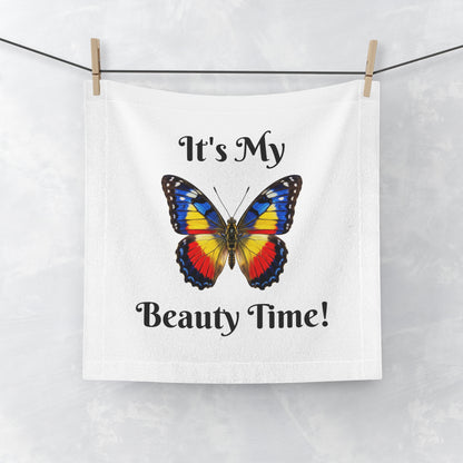 Butterfly Face Towel — Bright Red, Yellow & Blue Wings