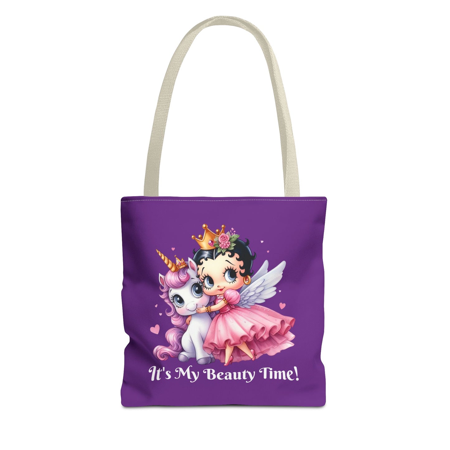 Unicorn Betty Boop Purple Tote Bag - Gift for Tween Teenager, Chic Shoulder Purse, Cute Handbag, Trendy Shopping Tote, Retro Cartoon