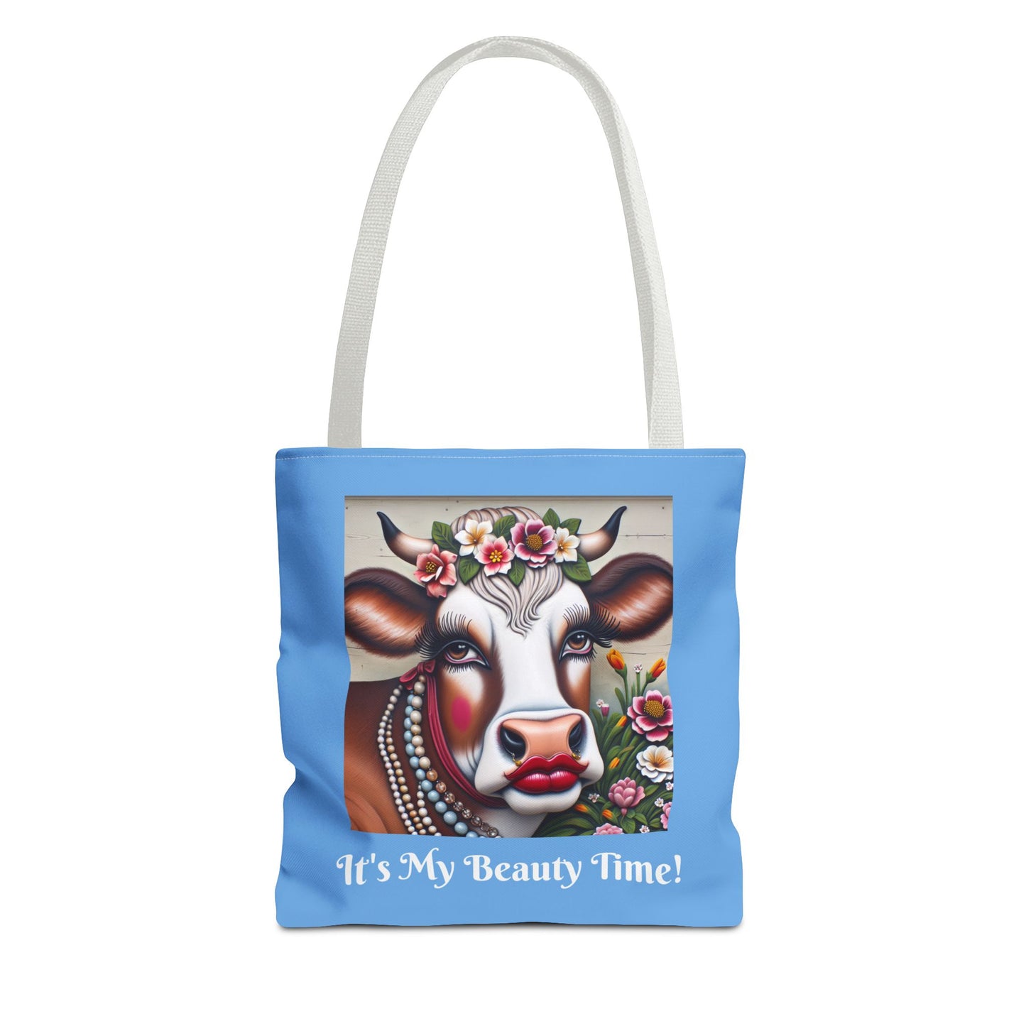 Captivating Cow Sky Blue Tote Bag - Cute Farm Animal Carryall, Funny Barnyard Purse, Chic Cow Handbag, Animal Print