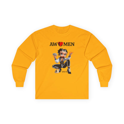 Betty Boop AWOMEN T-Shirt - Women Empowerment Tee, Political Top, Long Sleeve Unisex Shirt, Graphic Tee for Fans, Cartoon Character Tee