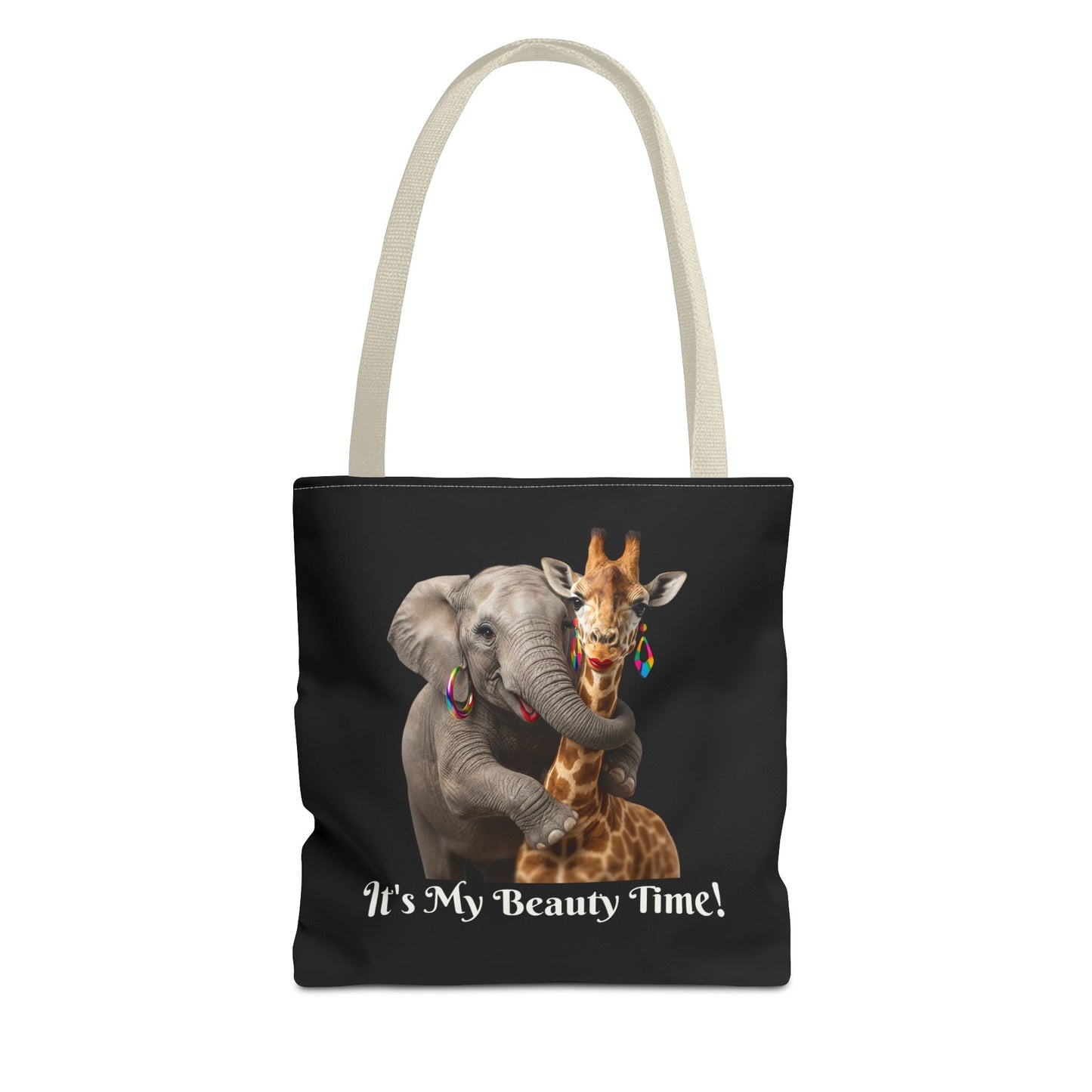 Tote Bag Cute Elephant & Giraffe - Funny Carryall, Stylish Handbag, Essentials Purse