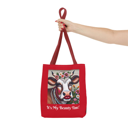 Captivating Cow Hide Red Tote Bag - Cute Farm Animal Carryall, Funny Barnyard Purse, Chic Cow Handbag, Animal Print