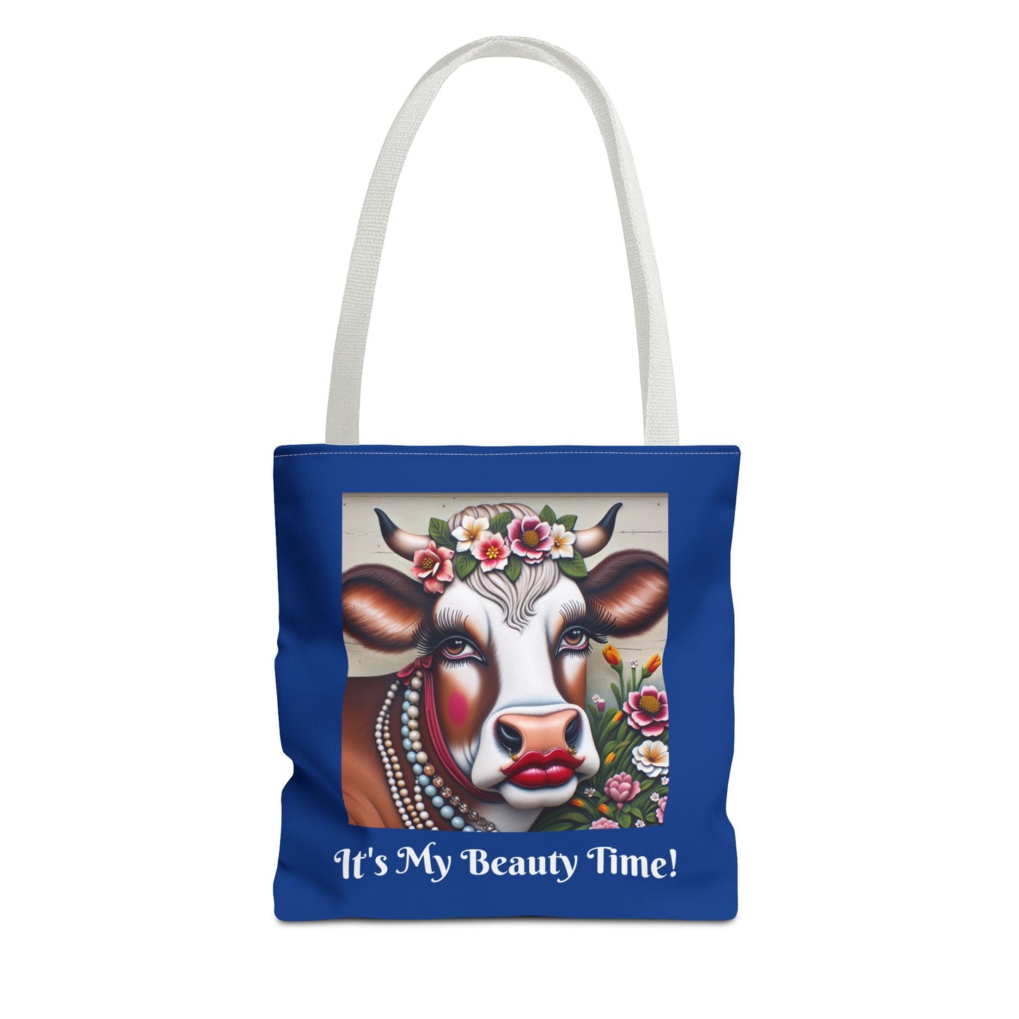 Captivating Cow Dark Blue Tote Bag - Cute Farm Animal Carryall, Funny Barnyard Purse, Chic Cow Handbag, Animal Print