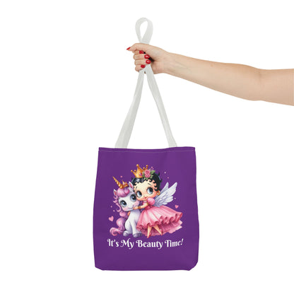 Unicorn Betty Boop Purple Tote Bag - Gift for Tween Teenager, Chic Shoulder Purse, Cute Handbag, Trendy Shopping Tote, Retro Cartoon