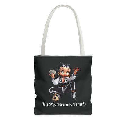Money Babe Black Tote Bag — Cute Betty Boop Style Character Holding Cash & Money Bag, Everyday Shoulder Purse, Chic Carryall